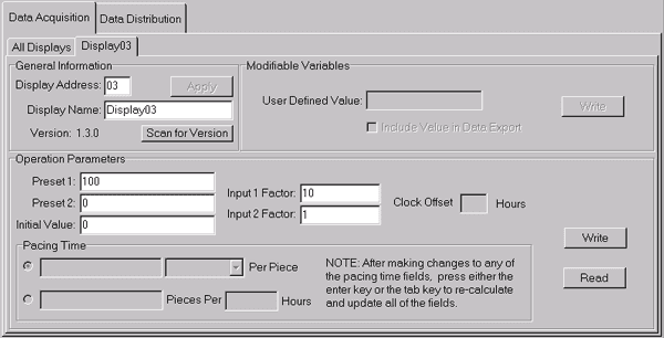 Screen shot of the 87 series data acquisition single display interface.