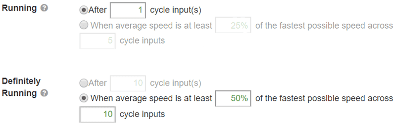 Image of the run detection settings interface.