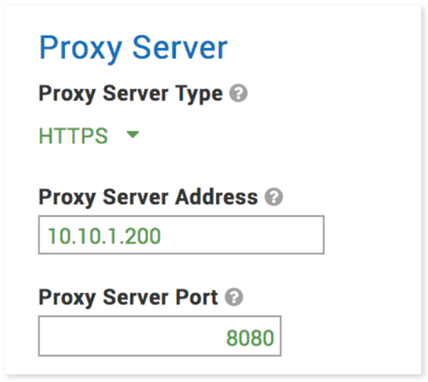 Snapshot of the XL Productivity Appliance software user interface for using a proxy server.